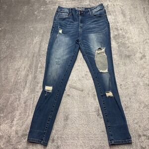 Resfeber Skinny Jeans Women Size 14 Blue Good Distressed Ripped Denim 425